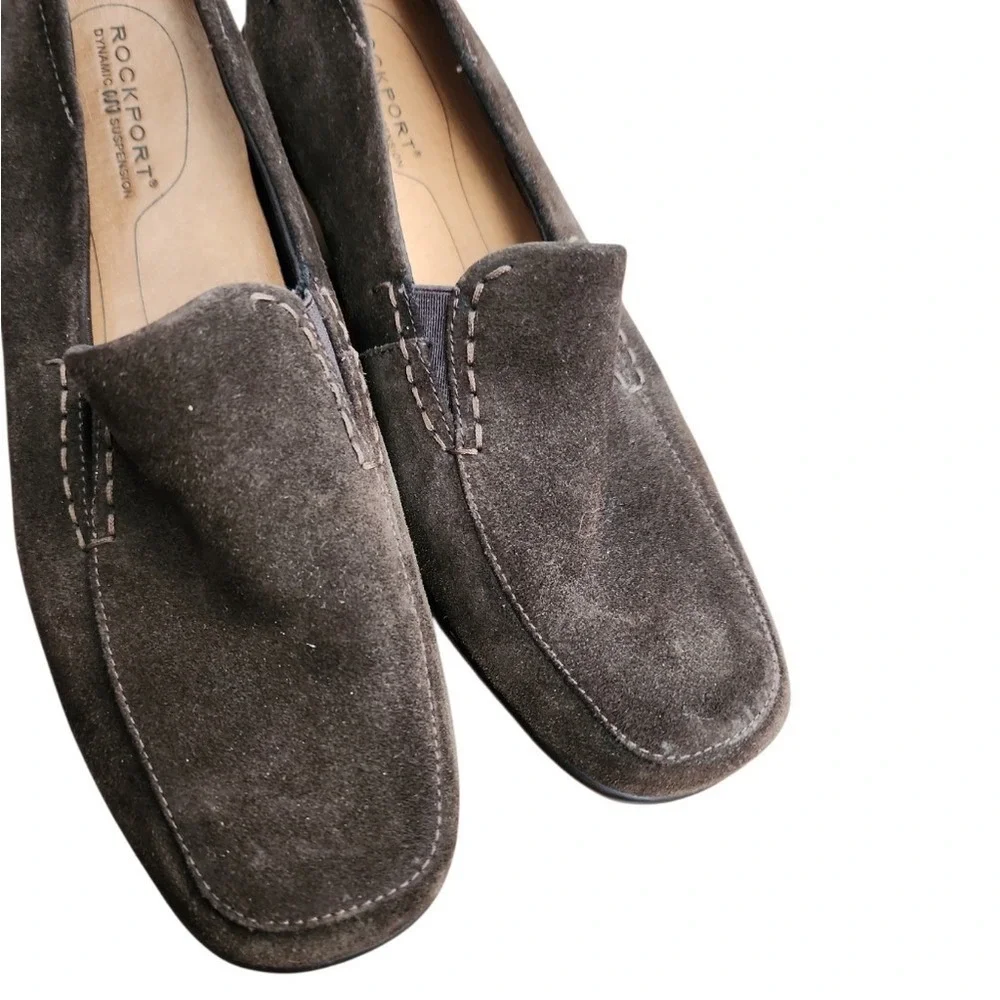 Rockport Suede Wedge Loafers Women 7M Brown Professional Comfortable Durable